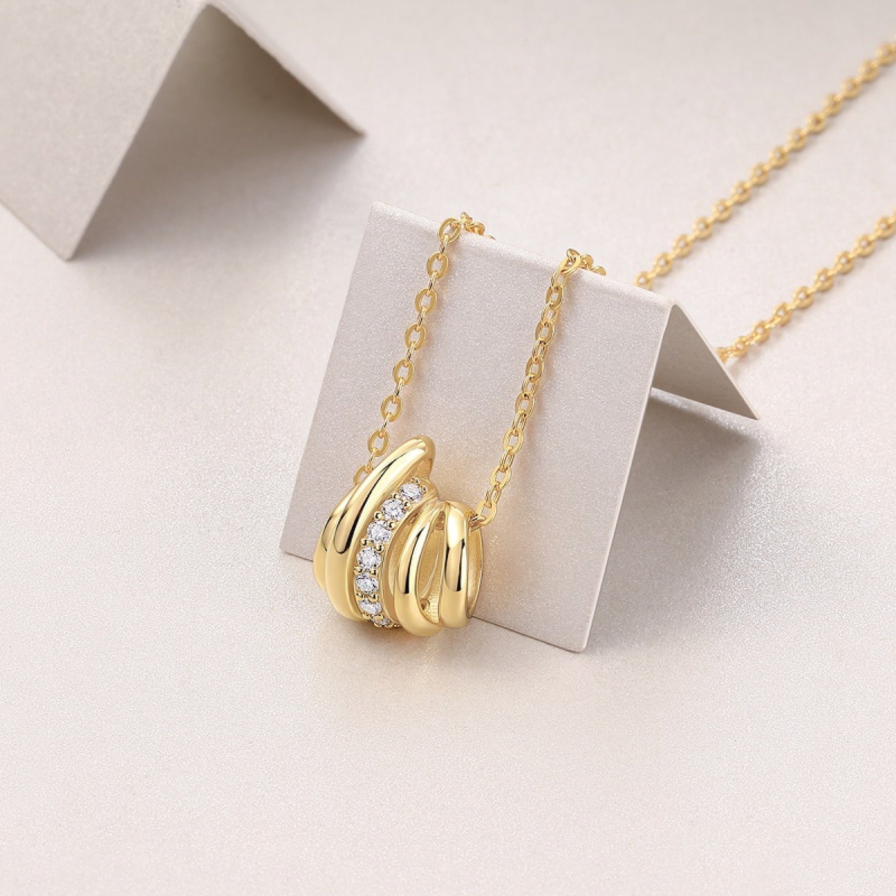 Nexus Moissanite Knot Pendant Necklace in Gold-Tone Sterling Silver