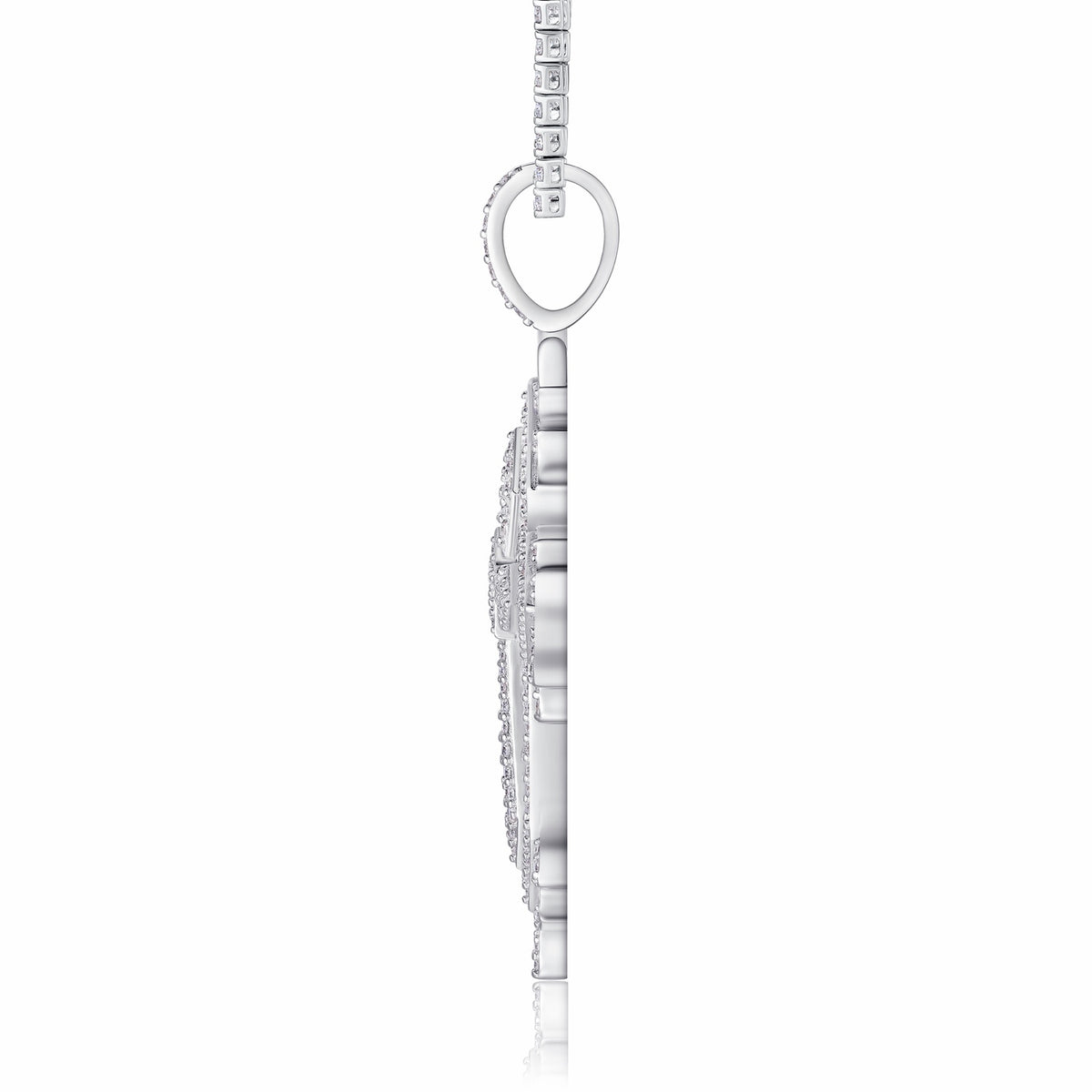 Cathedral Moissanite Cross Pendant in Sterling Silver