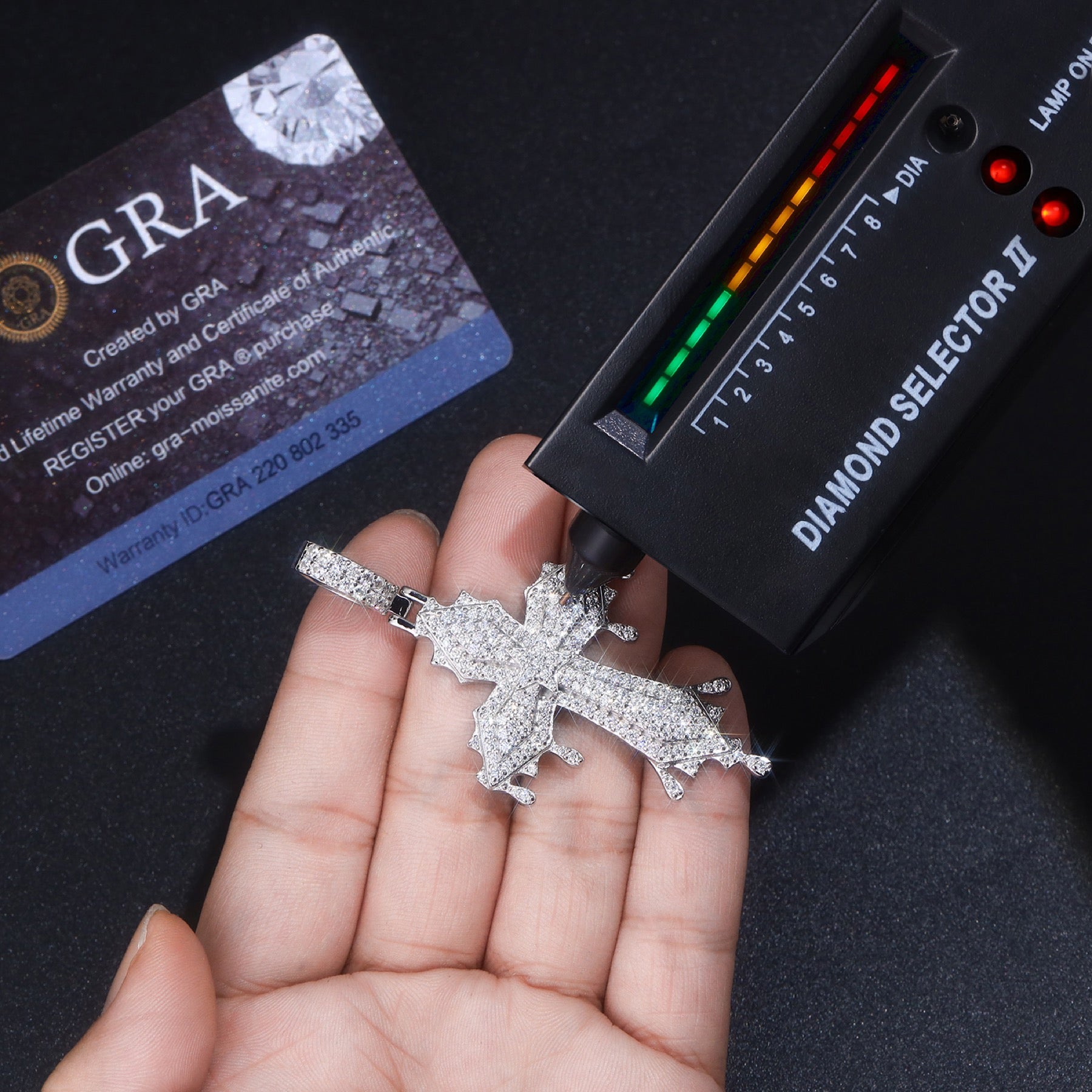 Cathedral Moissanite Cross Necklace in Sterling Silver