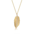 Plume Moissanite Feather Pendant Necklace in Gold-Tone Sterling Silver