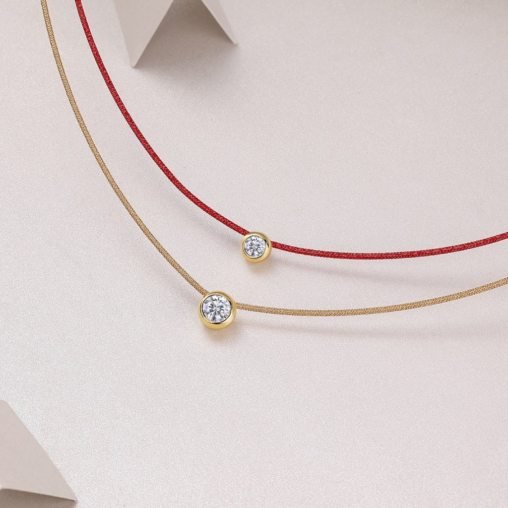 Fortune 0.5 Carat Moissanite Red Cord Necklace in Sterling Silver
