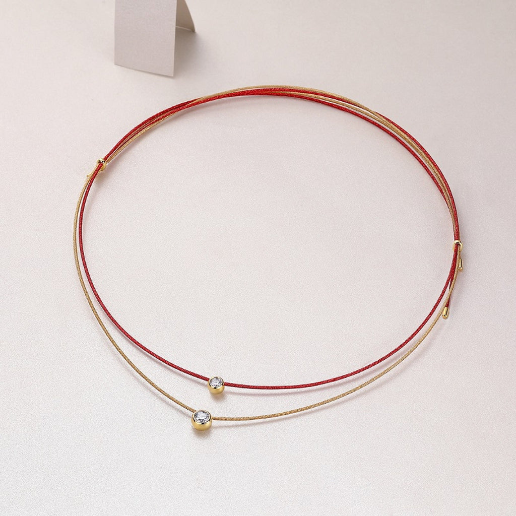 Fortune 0.5 Carat Moissanite Red Cord Necklace in Sterling Silver