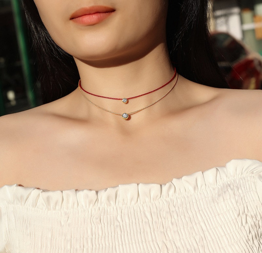 Fortune 0.5 Carat Moissanite Red Cord Necklace in Sterling Silver