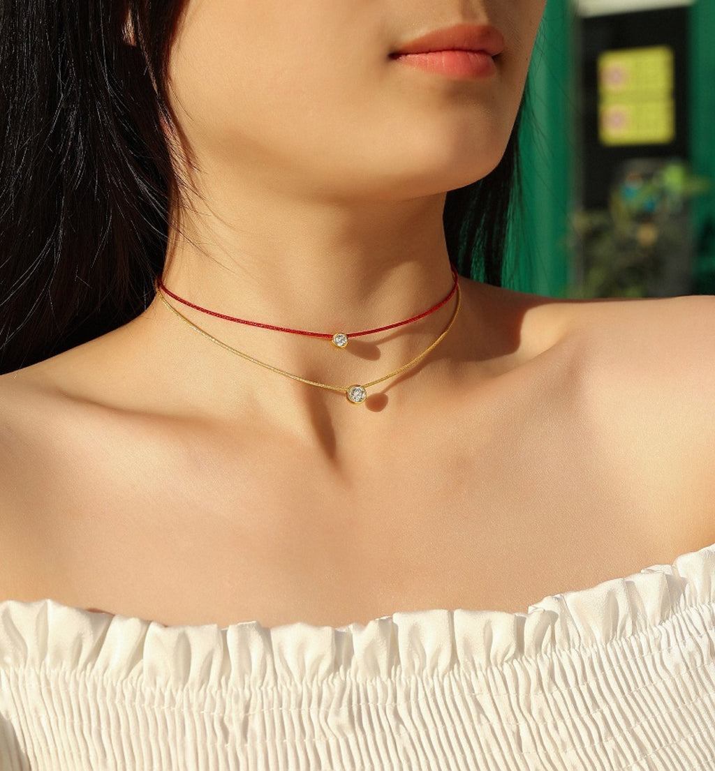 Fortune 0.5 Carat Moissanite Red Cord Necklace in Sterling Silver