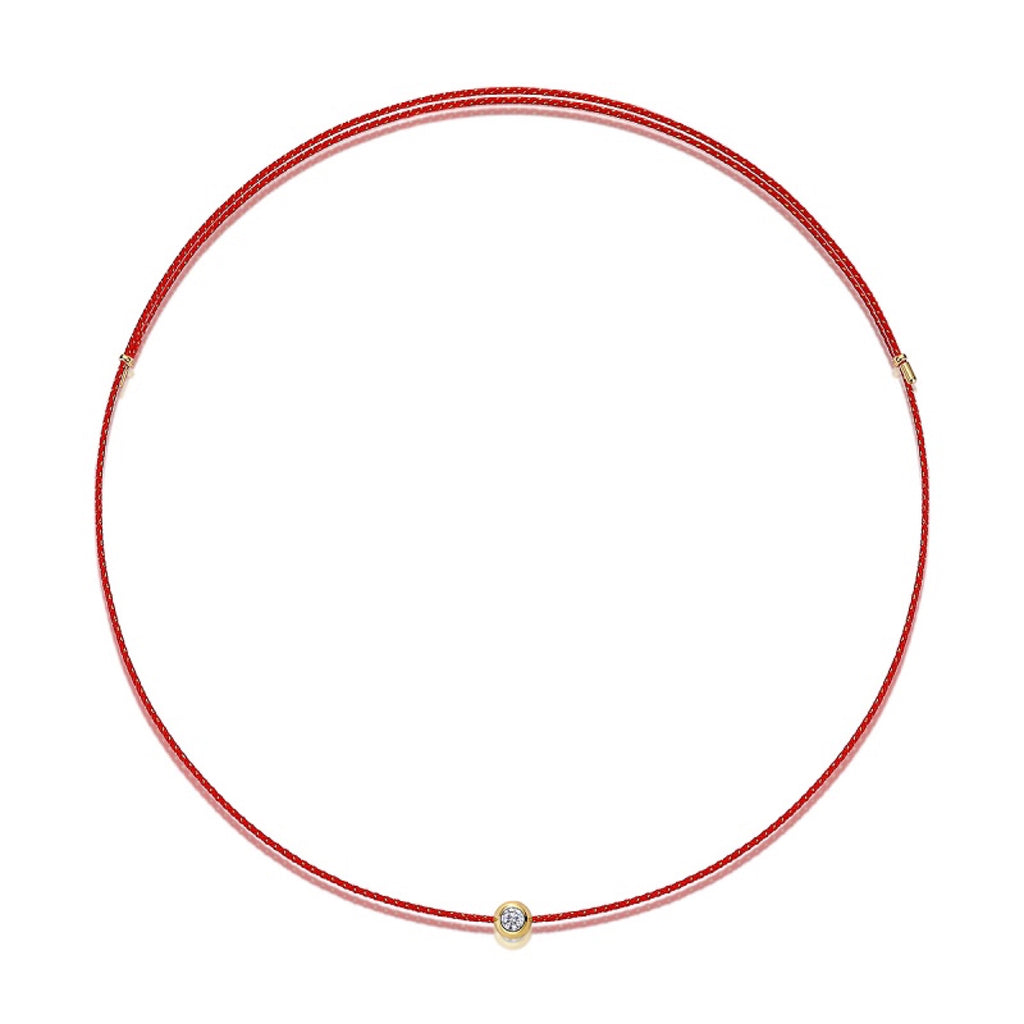Luck 0.3 Carat Moissanite Red Cord Necklace in Sterling Silver