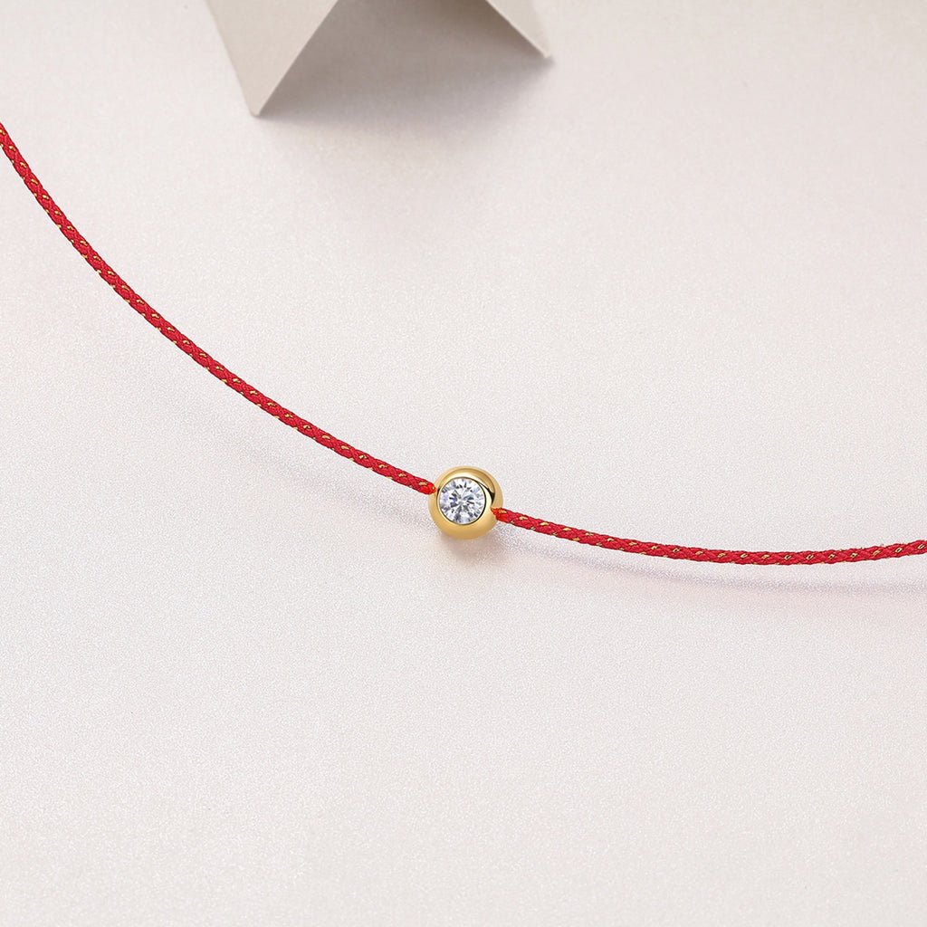Luck 0.3 Carat Moissanite Red Cord Necklace in Sterling Silver
