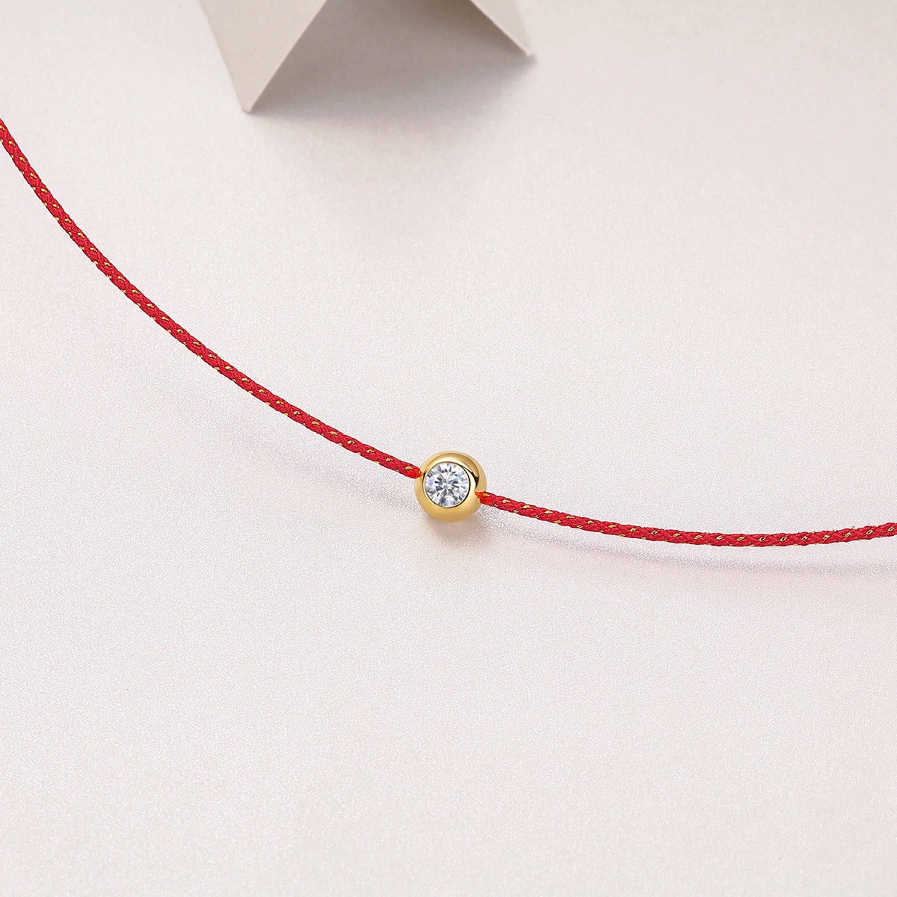 Luck 0.3 Carat Moissanite Red Cord Necklace in Sterling Silver