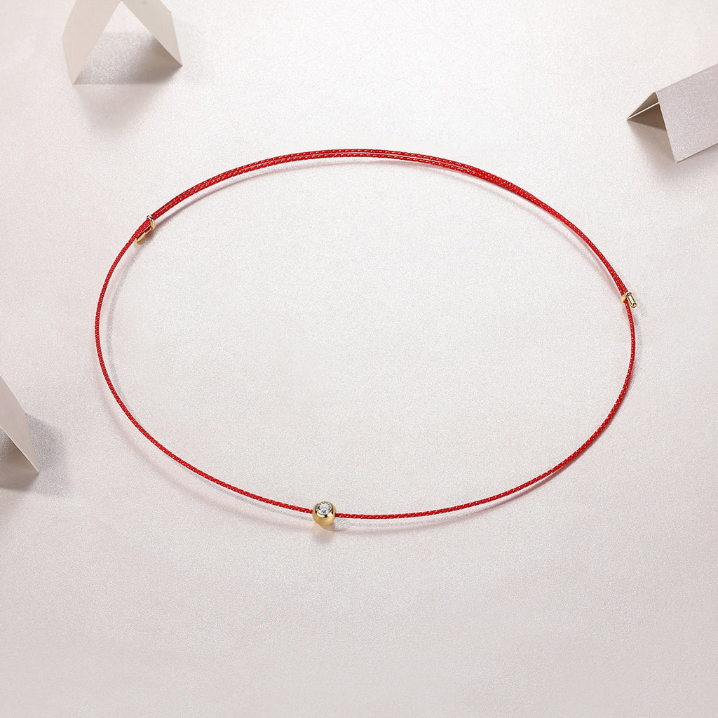 Luck 0.3 Carat Moissanite Red Cord Necklace in Sterling Silver