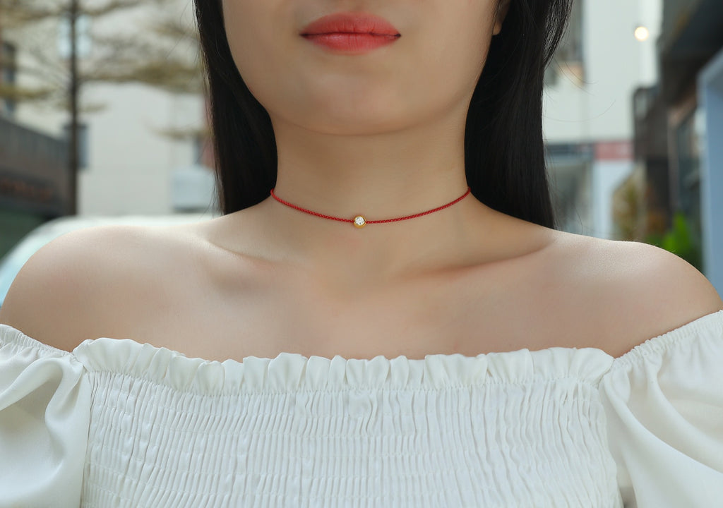 Luck 0.3 Carat Moissanite Red Cord Necklace in Sterling Silver