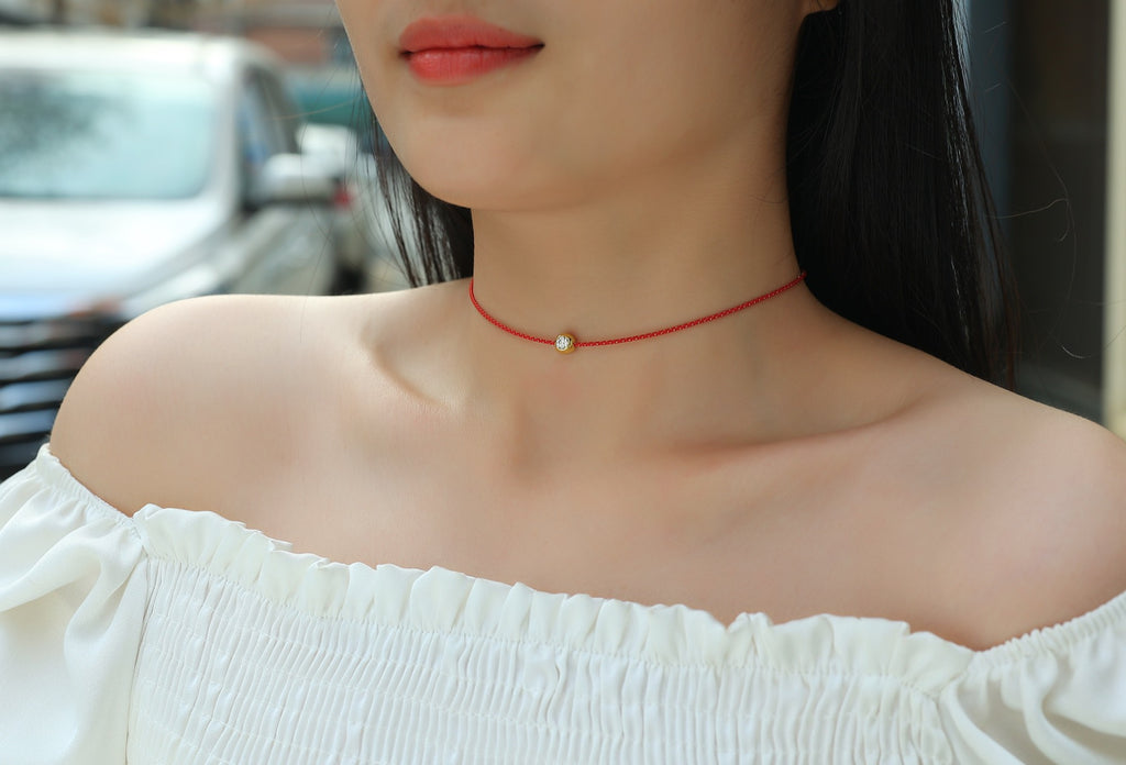 Luck 0.3 Carat Moissanite Red Cord Necklace in Sterling Silver