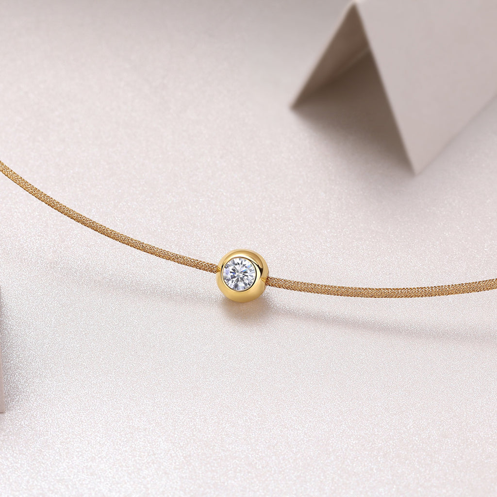 Dawn 0.3 Carat Moissanite Gold-Tone Cord Necklace in Sterling Silver