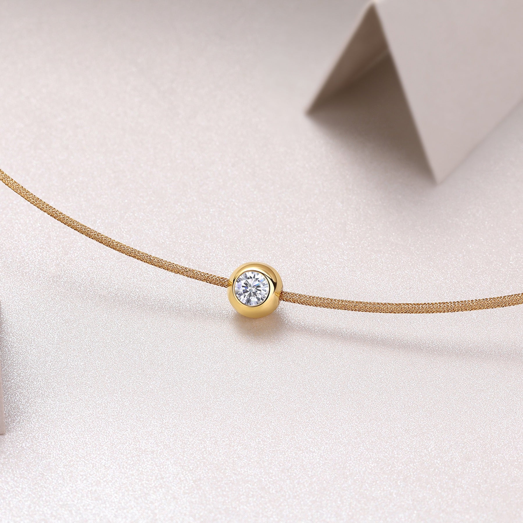 Dawn 0.3 Carat Moissanite Gold-Tone Cord Necklace in Sterling Silver