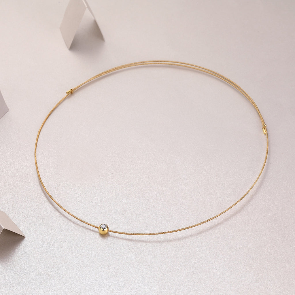 Dawn 0.3 Carat Moissanite Gold-Tone Cord Necklace in Sterling Silver