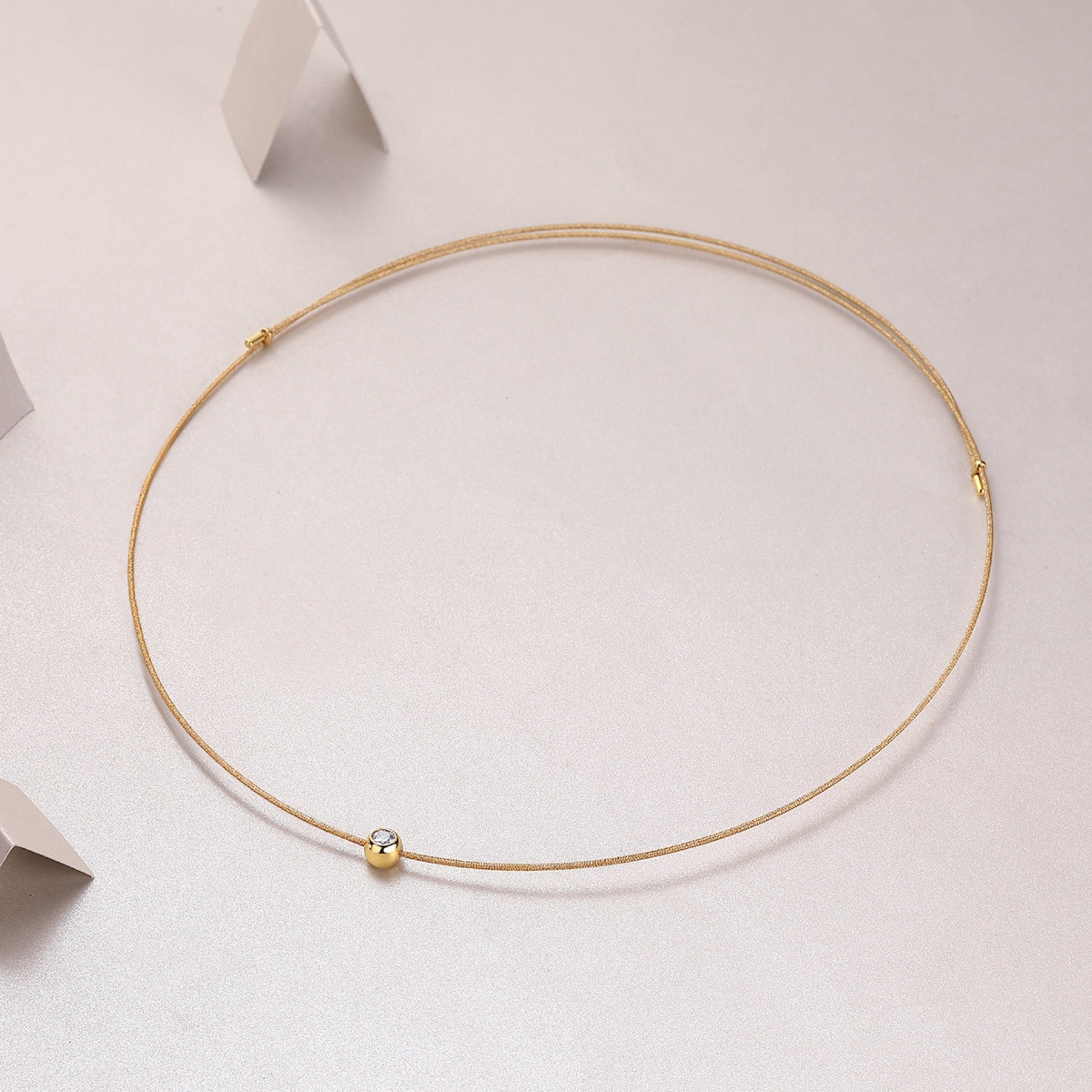 Dawn 0.3 Carat Moissanite Gold-Tone Cord Necklace in Sterling Silver