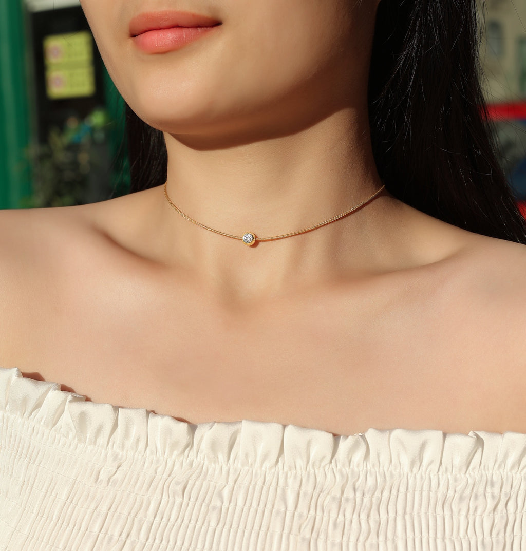 Dawn 0.3 Carat Moissanite Gold-Tone Cord Necklace in Sterling Silver