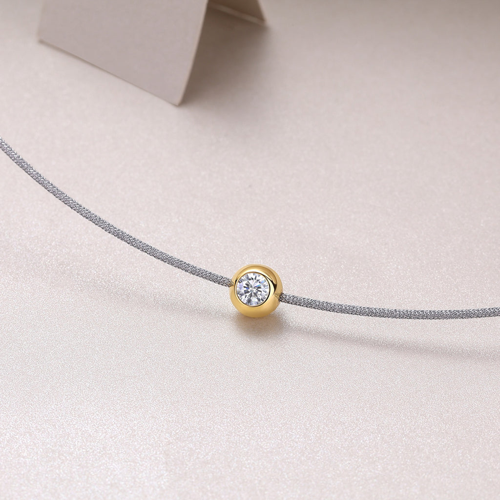 Charm 0.3 Carat Moissanite Cord Necklace in Sterling Silver