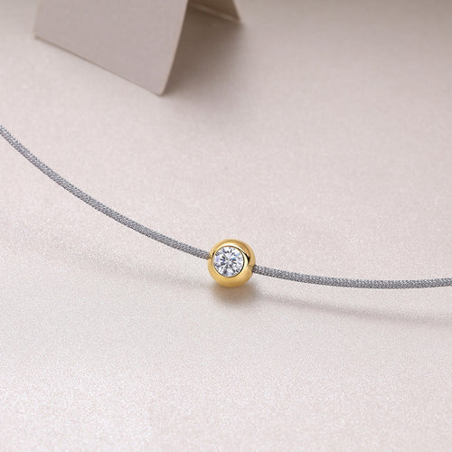 Charm 0.3 Carat Moissanite Cord Necklace in Sterling Silver