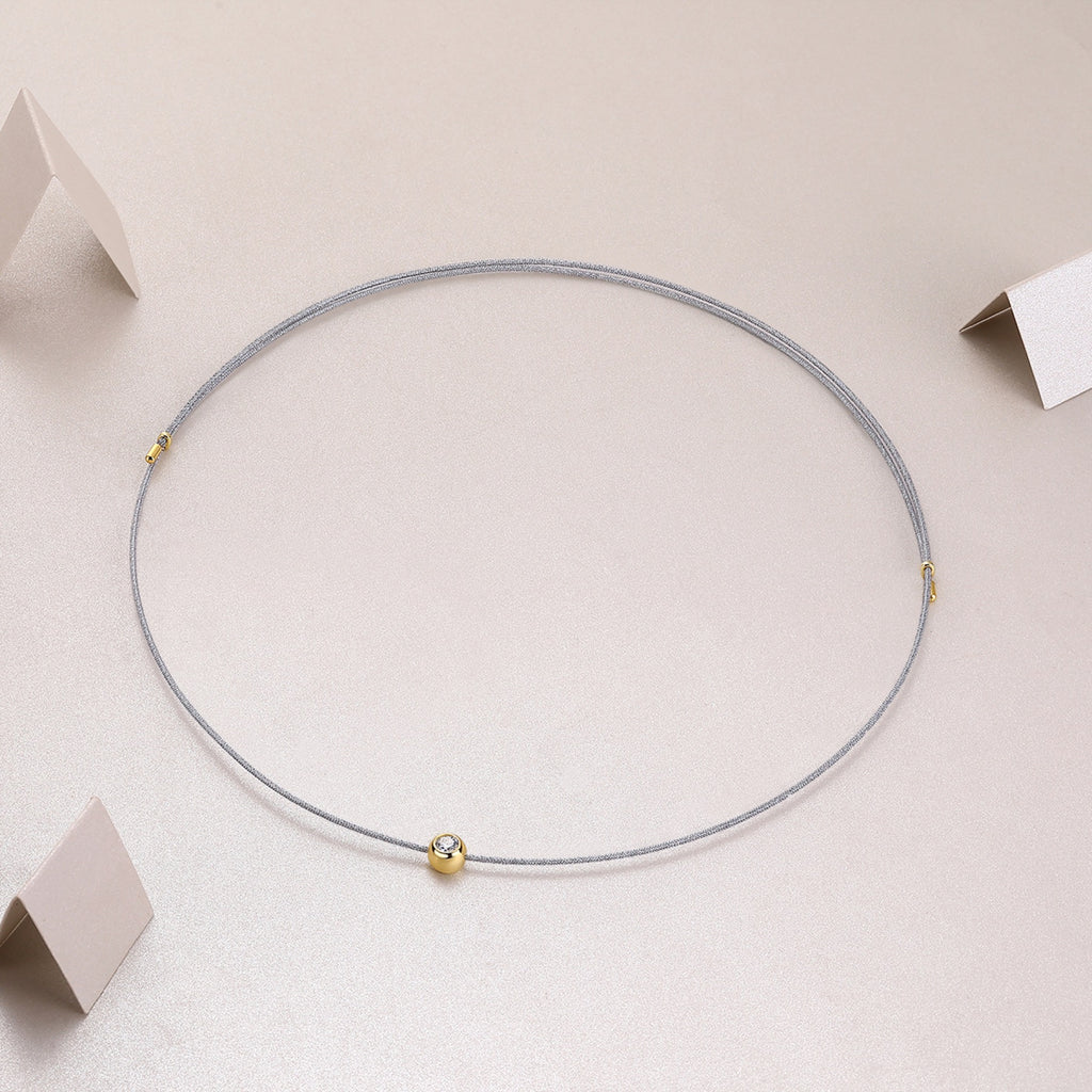 Charm 0.3 Carat Moissanite Cord Necklace in Sterling Silver