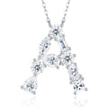 Initial A Moissanite Cluster Initial Pendant Necklace in Sterling Silver