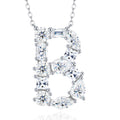 Initial B Moissanite Cluster Initial Pendant Necklace in Sterling Silver