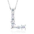 Initial L Moissanite Cluster Initial Pendant Necklace in Sterling Silver