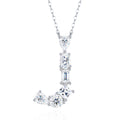 Initial J Moissanite Cluster Initial Pendant Necklace in Sterling Silver