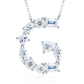 Initial G Moissanite Cluster Initial Pendant Necklace in Sterling Silver