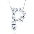 Initial P Moissanite Cluster Initial Pendant Necklace in Sterling Silver