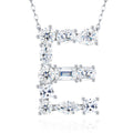 Initial E Moissanite Cluster Initial Pendant Necklace in Sterling Silver