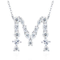 Initial M Moissanite Cluster Initial Pendant Necklace in Sterling Silver