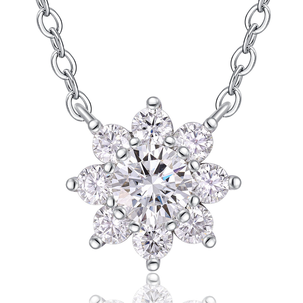 Petal 0.5 Carat Moissanite Flower Pendant Necklace in Sterling Silver — detail