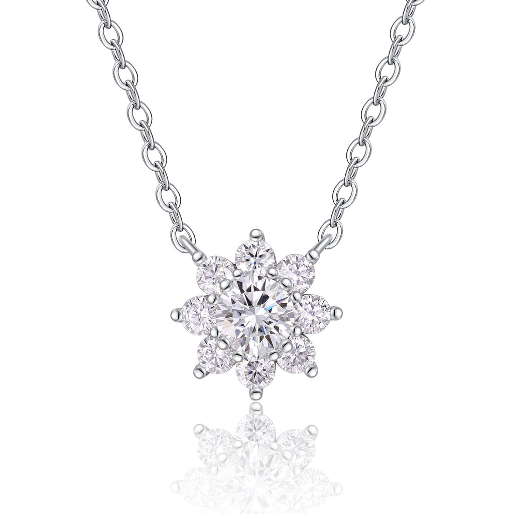 Petal 0.5 Carat Moissanite Flower Pendant Necklace in Sterling Silver