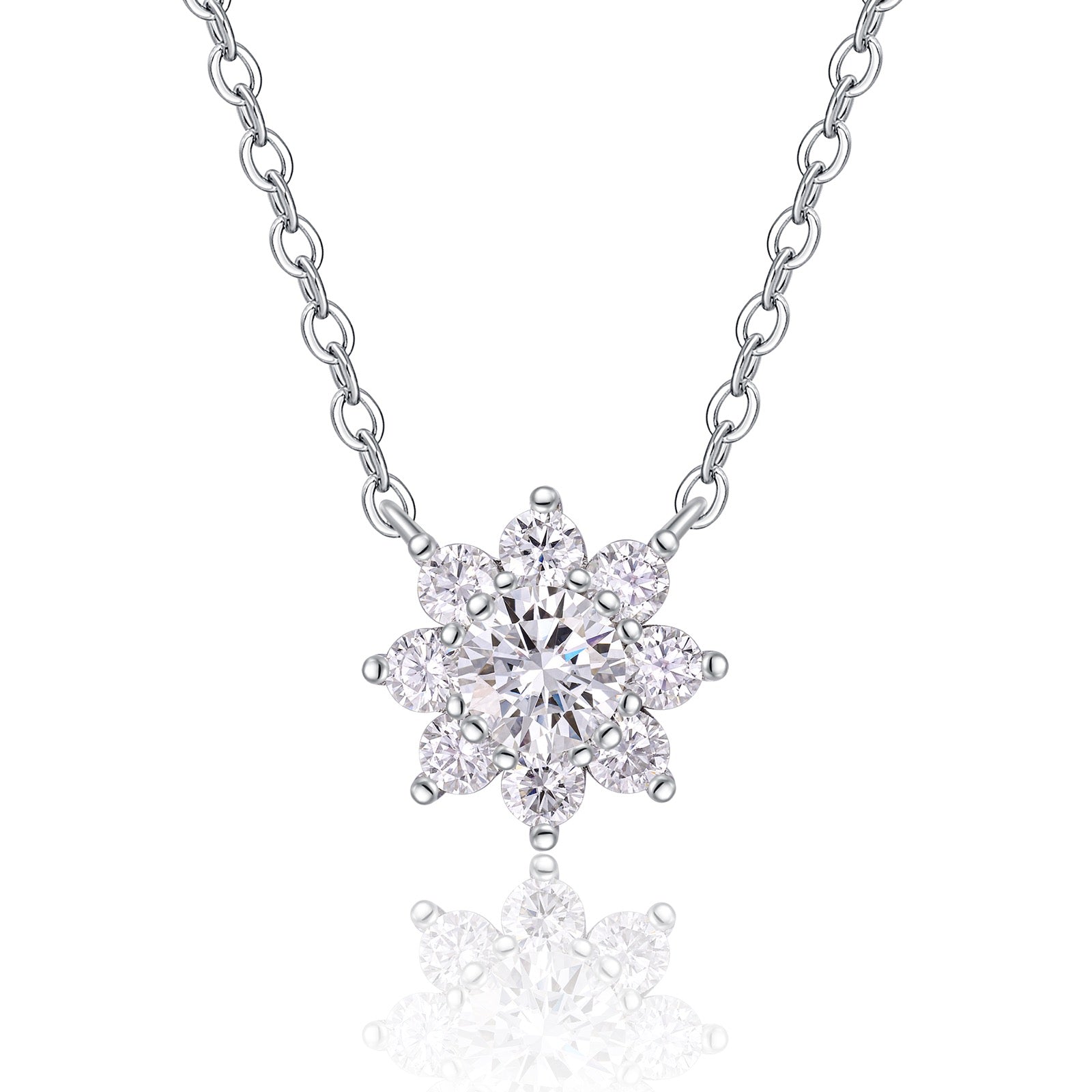 Petal 0.5 Carat Moissanite Flower Pendant Necklace in Sterling Silver