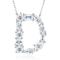 Initial D Moissanite Cluster Initial Pendant Necklace in Sterling Silver