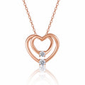 Amoura Moissanite Double Heart Pendant Necklace in Rose Gold-Tone Sterling Silver