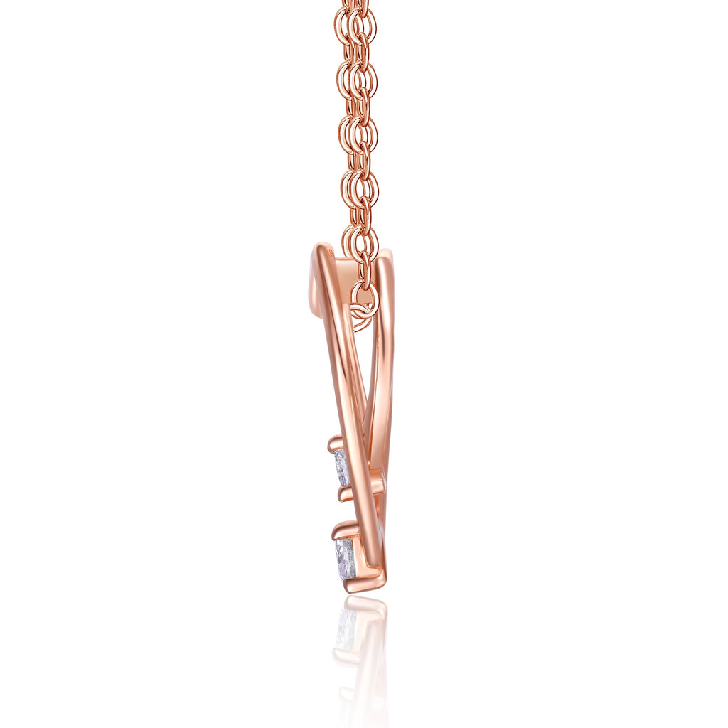 Amoura Moissanite Double Heart Pendant Necklace in Rose Gold-Tone Sterling Silver