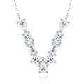 Initial V Moissanite Cluster Initial Pendant Necklace in Sterling Silver