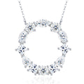 Initial O Moissanite Cluster Initial Pendant Necklace in Sterling Silver