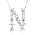 Initial N Moissanite Cluster Initial Pendant Necklace in Sterling Silver