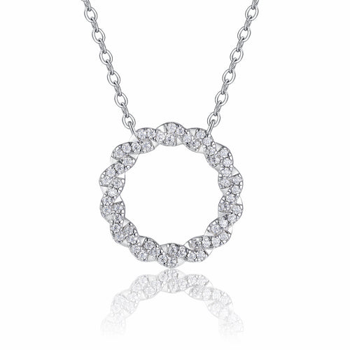 Aureole Moissanite Circle Pendant Necklace in Sterling Silver