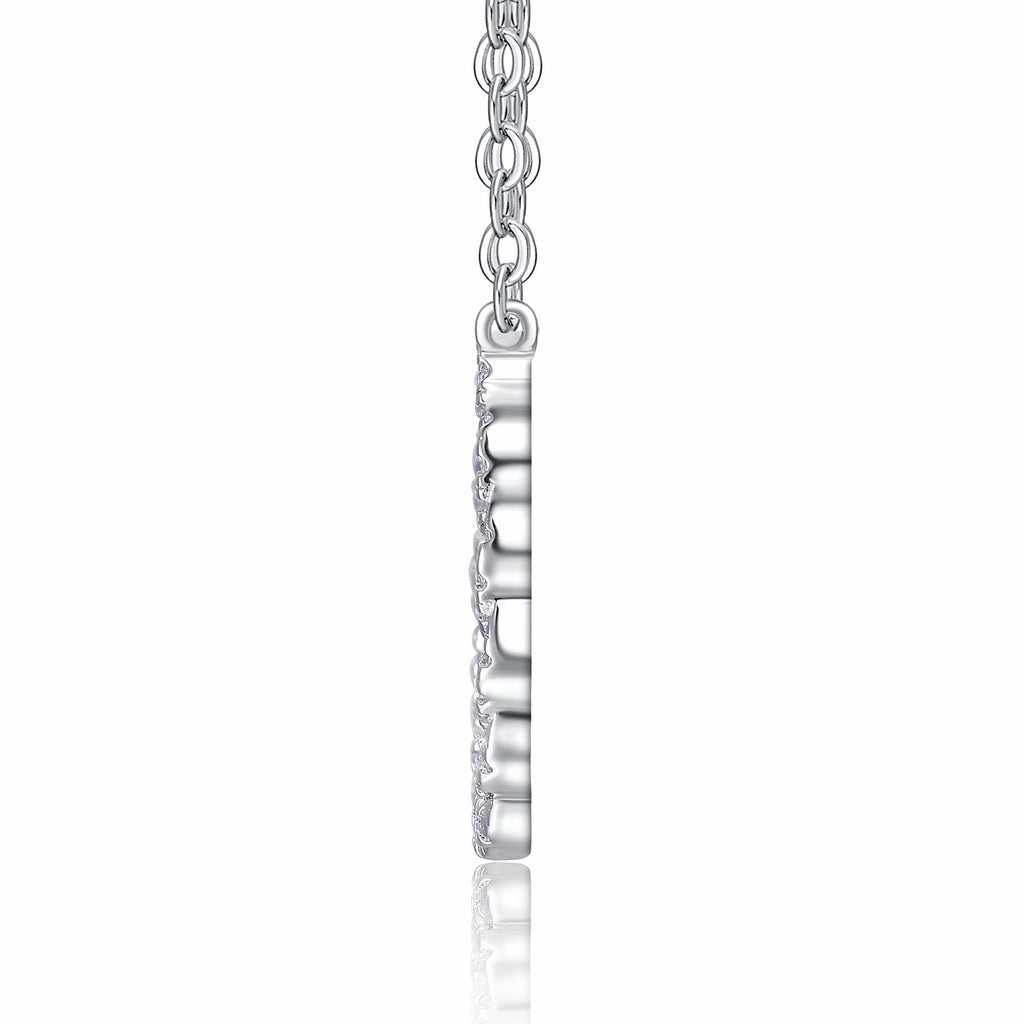 Aureole Moissanite Circle Pendant Necklace in Sterling Silver