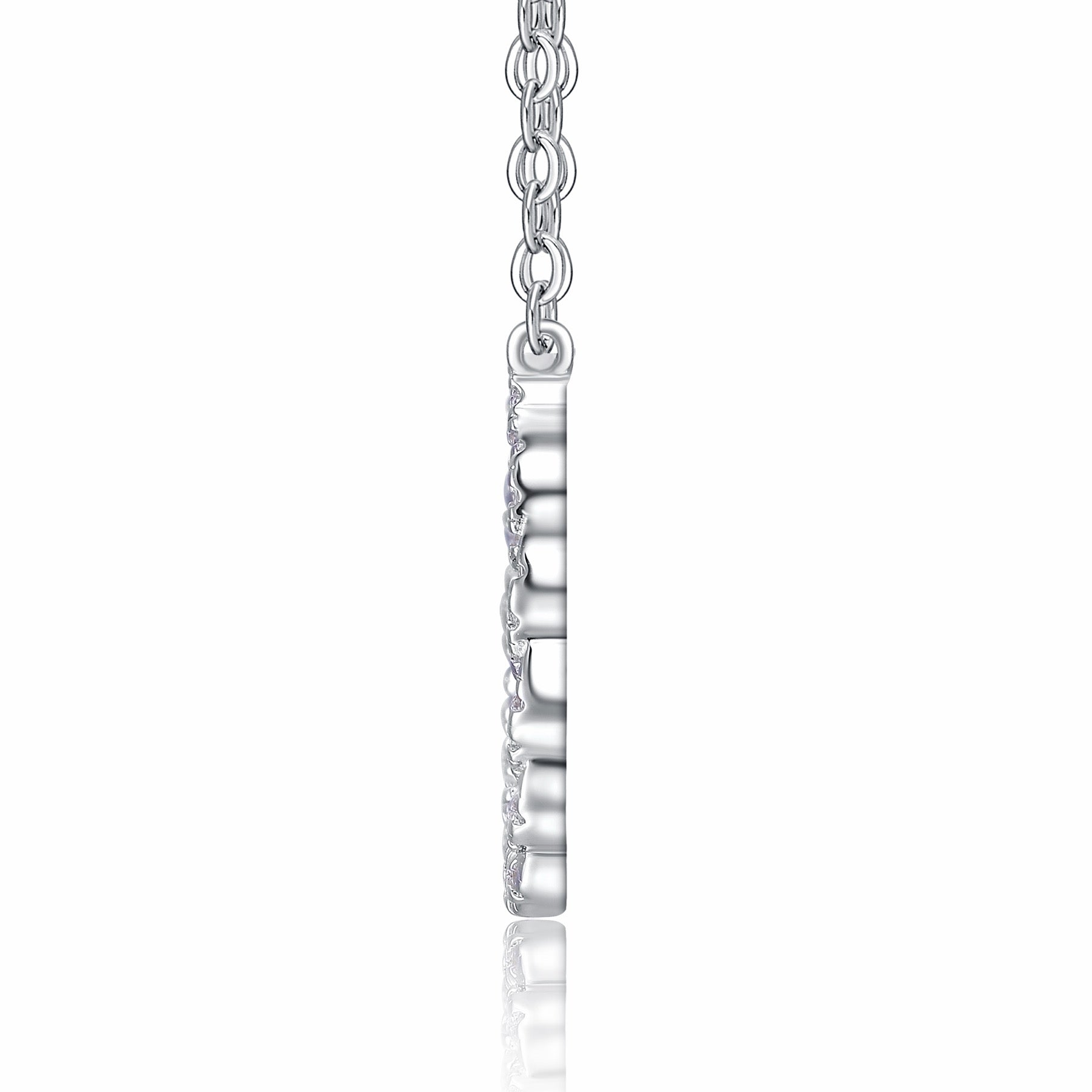 Aureole Moissanite Circle Pendant Necklace in Sterling Silver