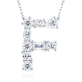Initial F Moissanite Cluster Initial Pendant Necklace in Sterling Silver