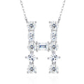 Initial H Moissanite Cluster Initial Pendant Necklace in Sterling Silver