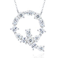 Initial Q Moissanite Cluster Initial Pendant Necklace in Sterling Silver