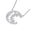 Selene Moissanite Crescent Moon Pendant Necklace in Sterling Silver