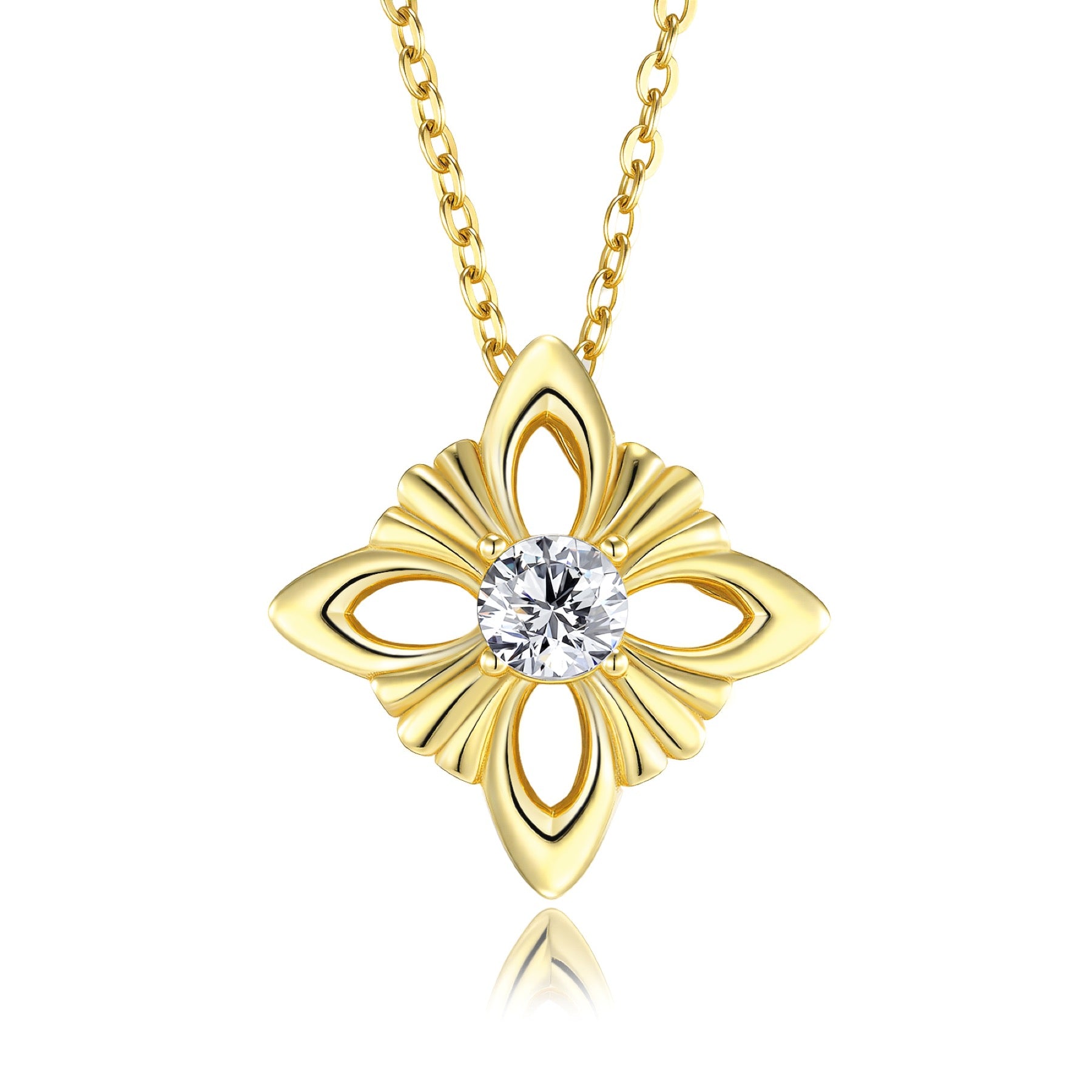 Trefoil 0.5 Carat Moissanite Clover Pendant Necklace in Gold-Tone Sterling Silver