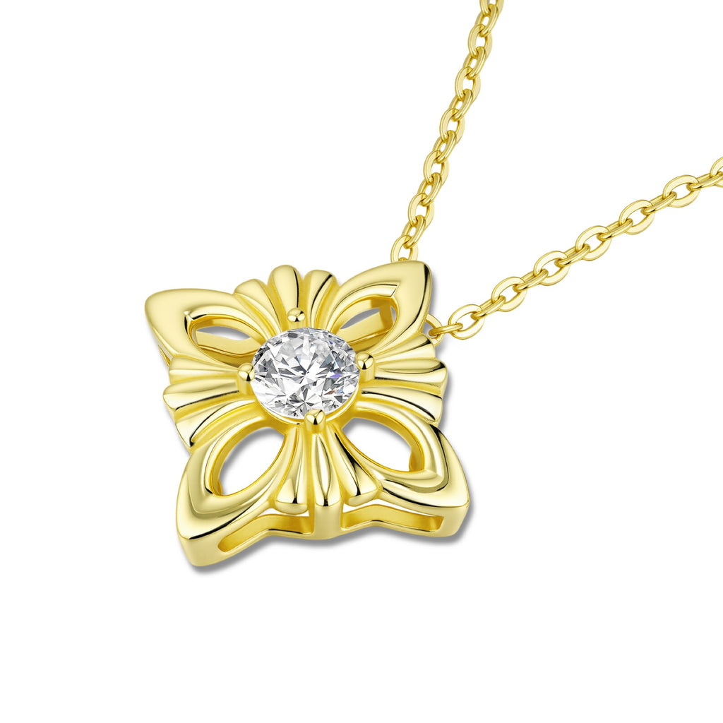 Trefoil 0.5 Carat Moissanite Clover Pendant Necklace in Gold-Tone Sterling Silver