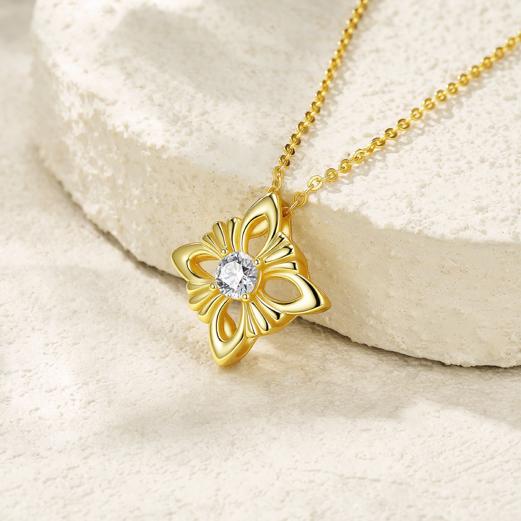 Trefoil 0.5 Carat Moissanite Clover Pendant Necklace in Gold-Tone Sterling Silver