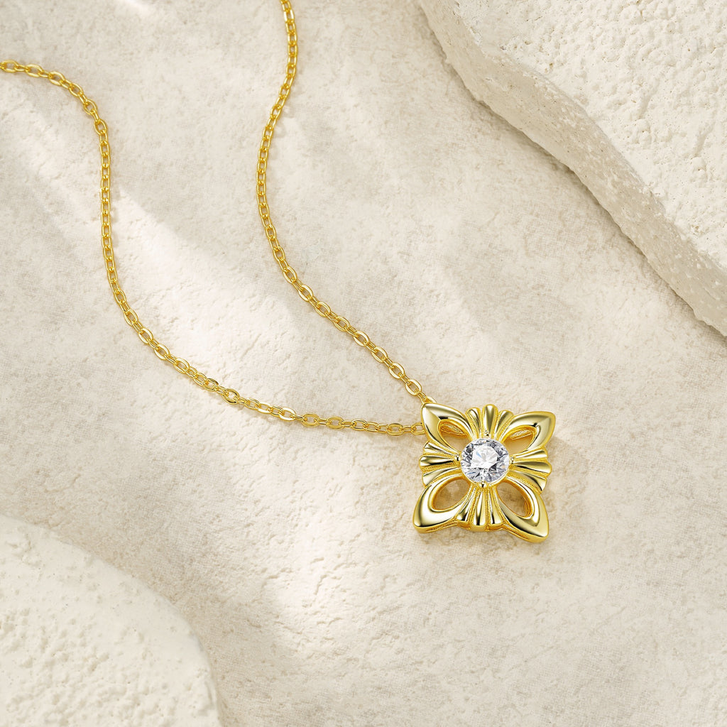 Trefoil 0.5 Carat Moissanite Clover Pendant Necklace in Gold-Tone Sterling Silver